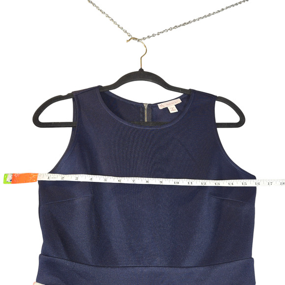 CB Est‎ 1962 Womens Size 4 Petite Floral Dress Navy Blue Stretch Sleeveless - Picture 13 of 16